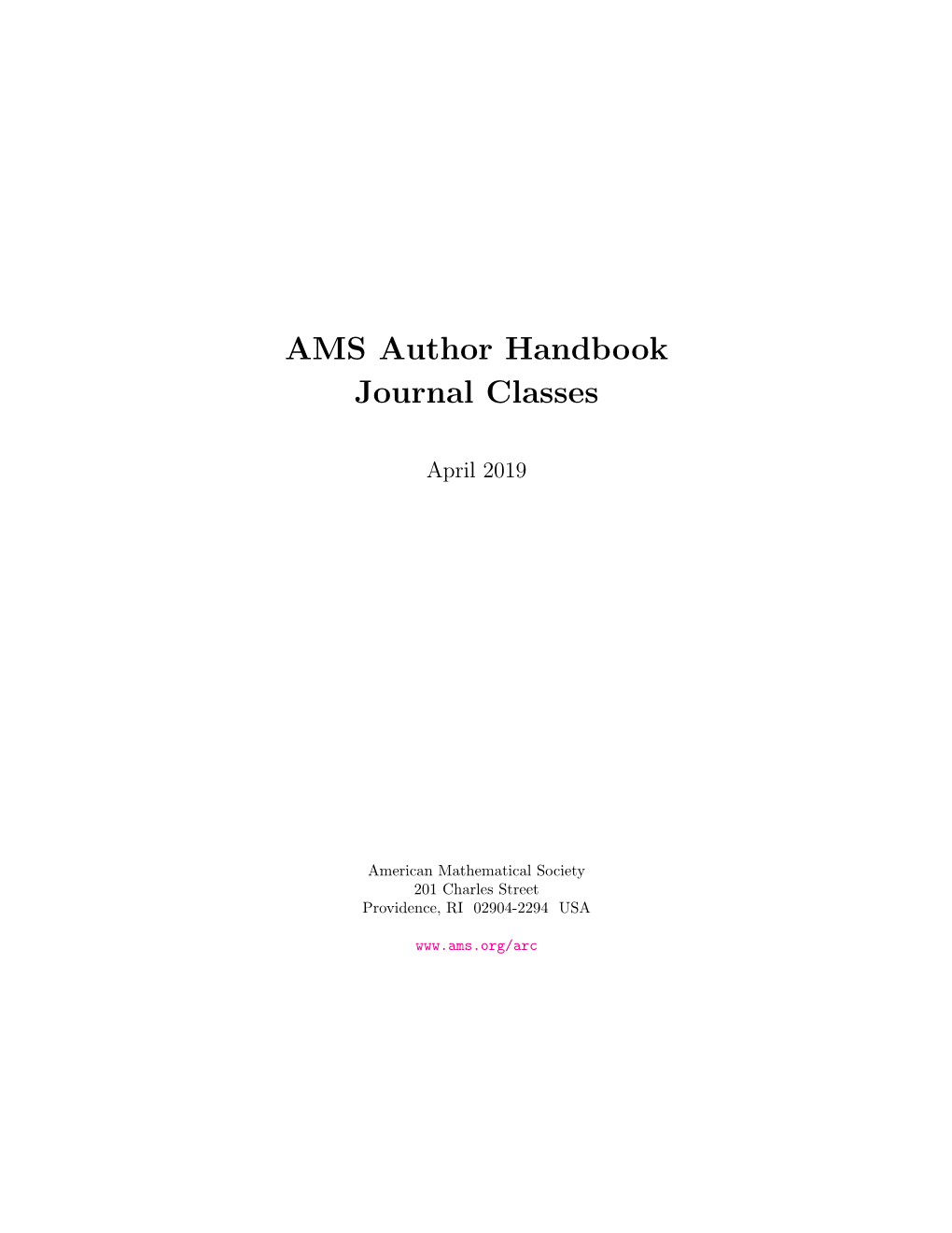 AMS Author Handbook Journal Classes