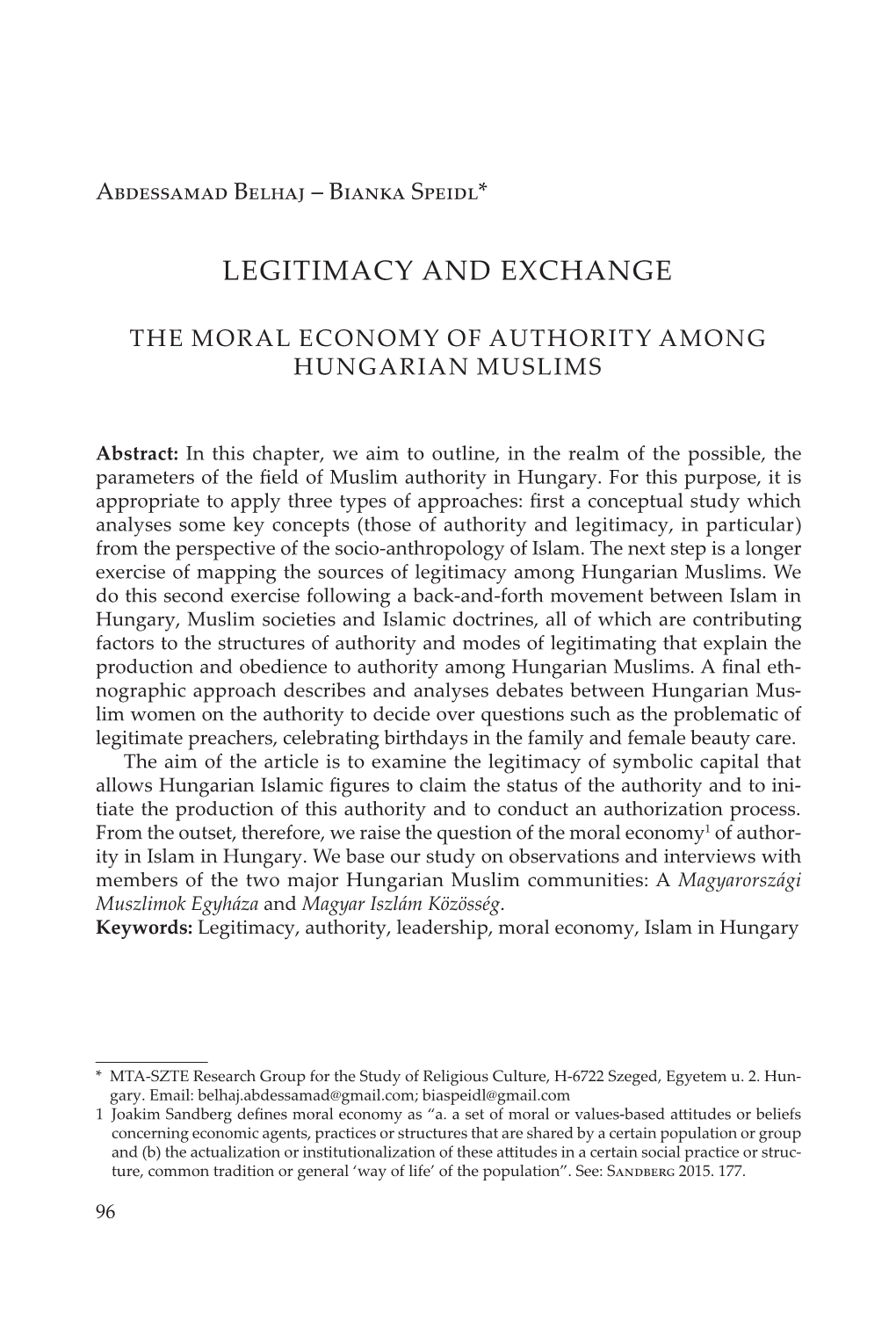 Legitimacy and Exchange