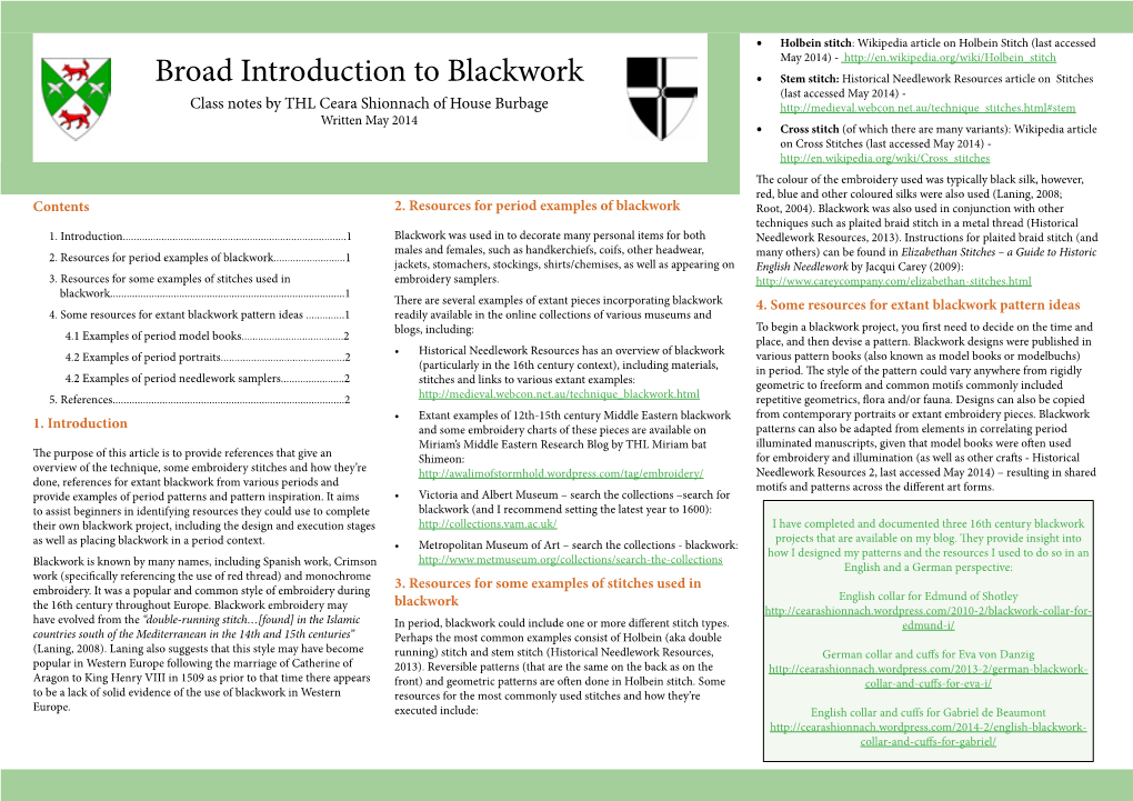 Broad Introduction to Blackwork 2014