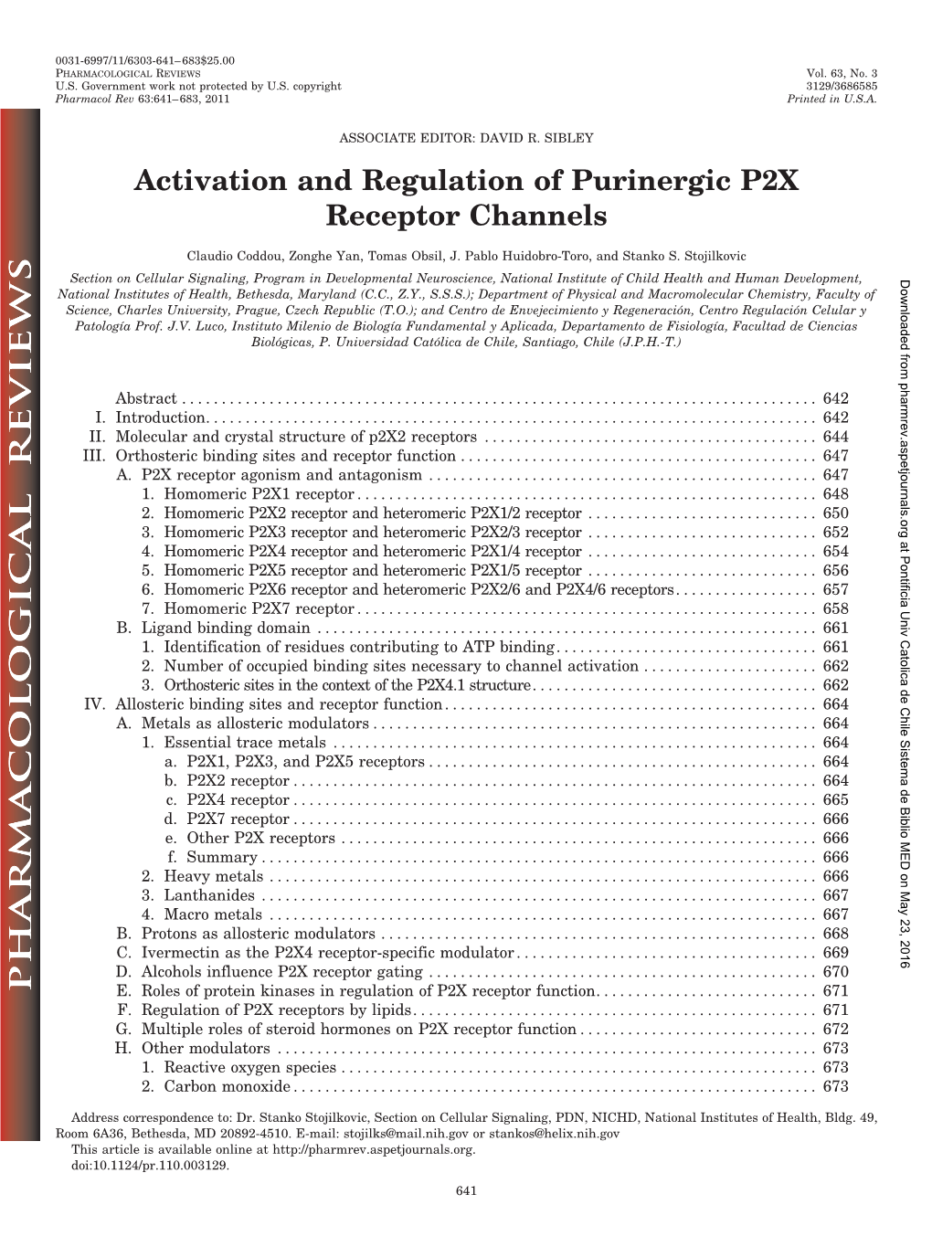 Activation and Regulation of Purinergic P2X Receptor Channels