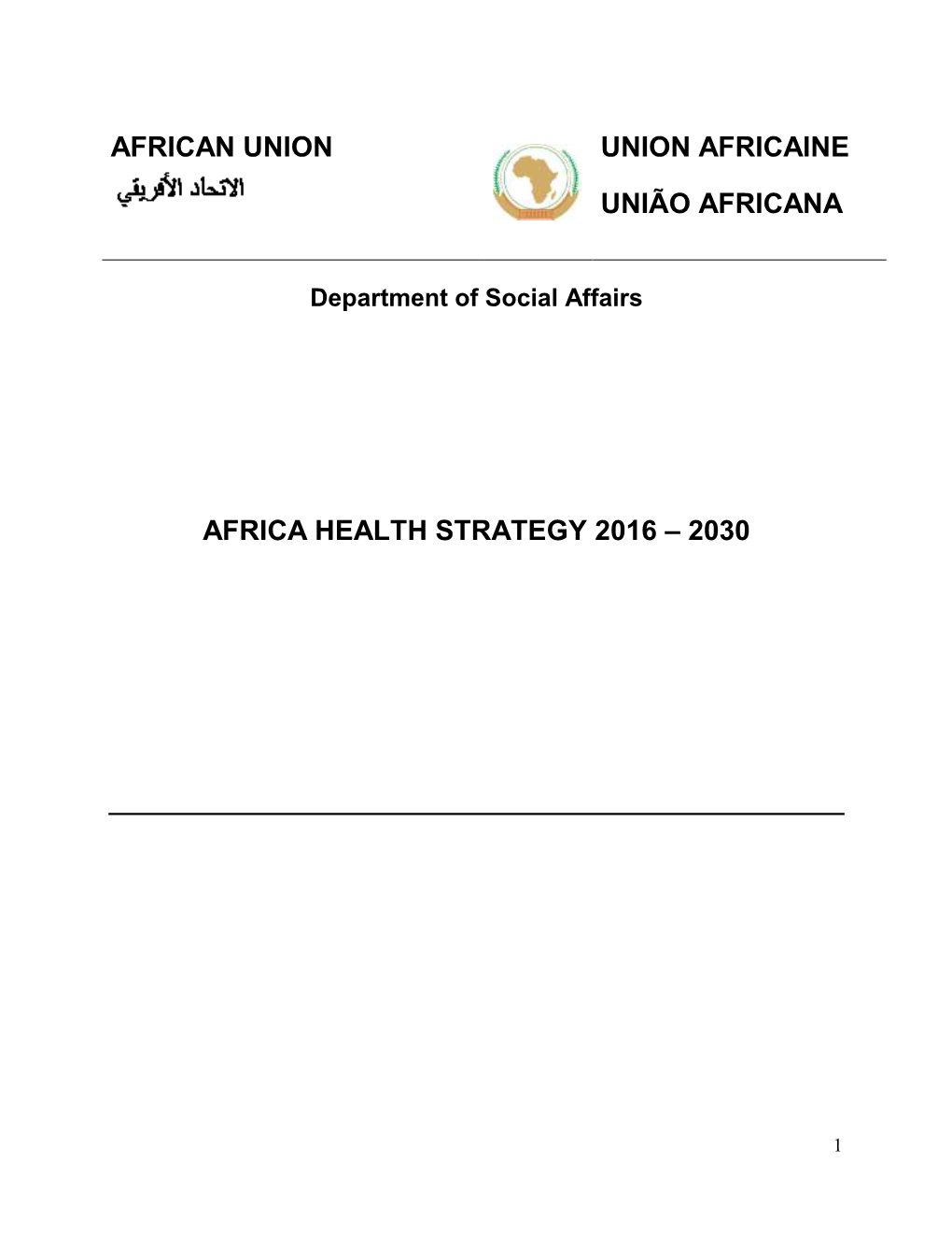 Africa Health Strategy 2016 – 2030