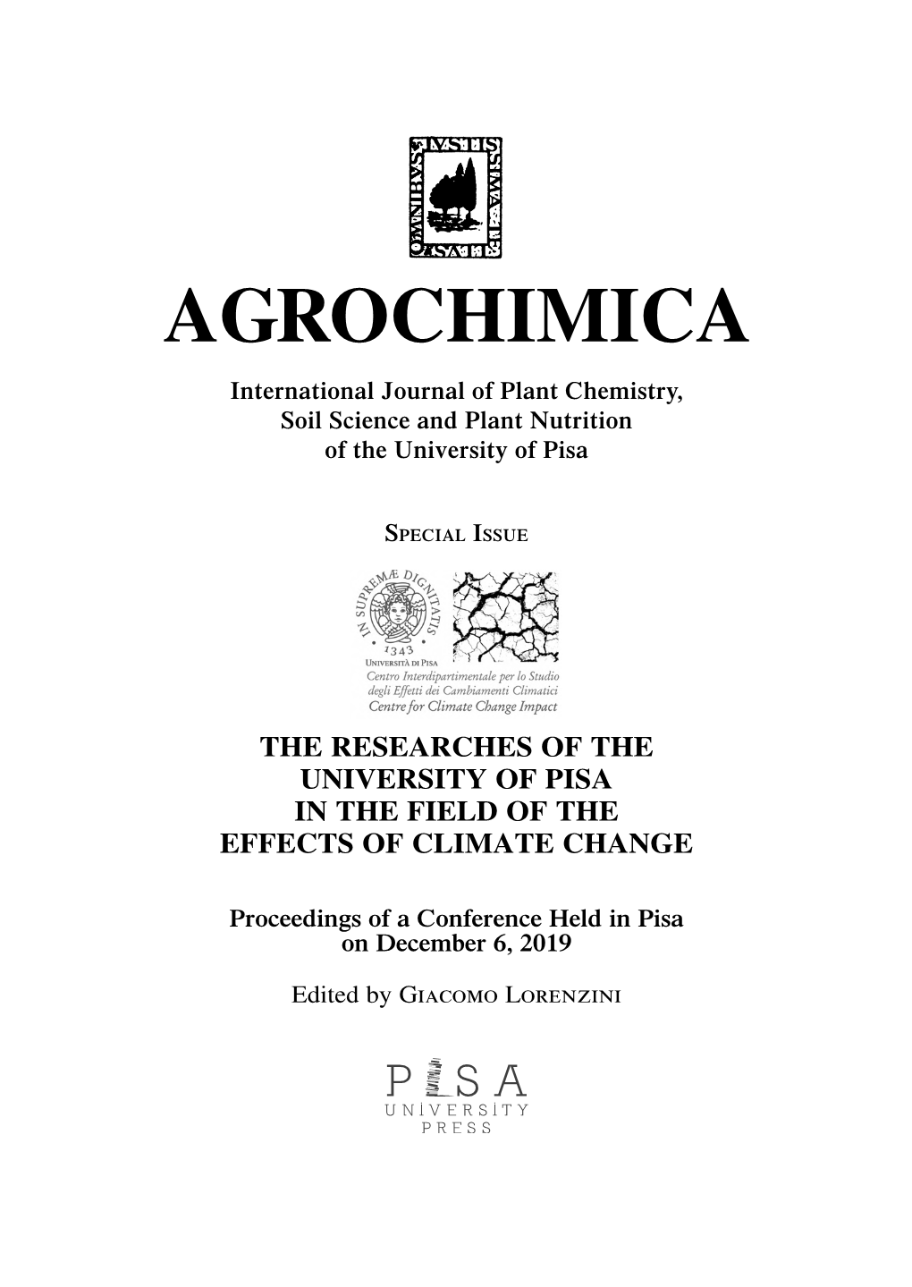 AGROCHIMICA International Journal of Plant Chemistry, Soil Science and Plant Nutrition of the University of Pisa