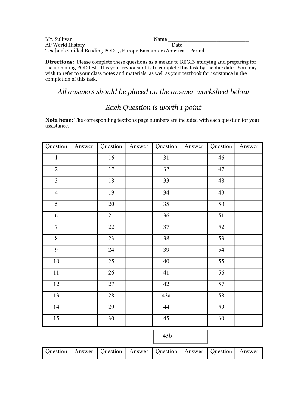 Textbook Guided Reading Students Will Answer a Series of Multiple Choice Questions Based