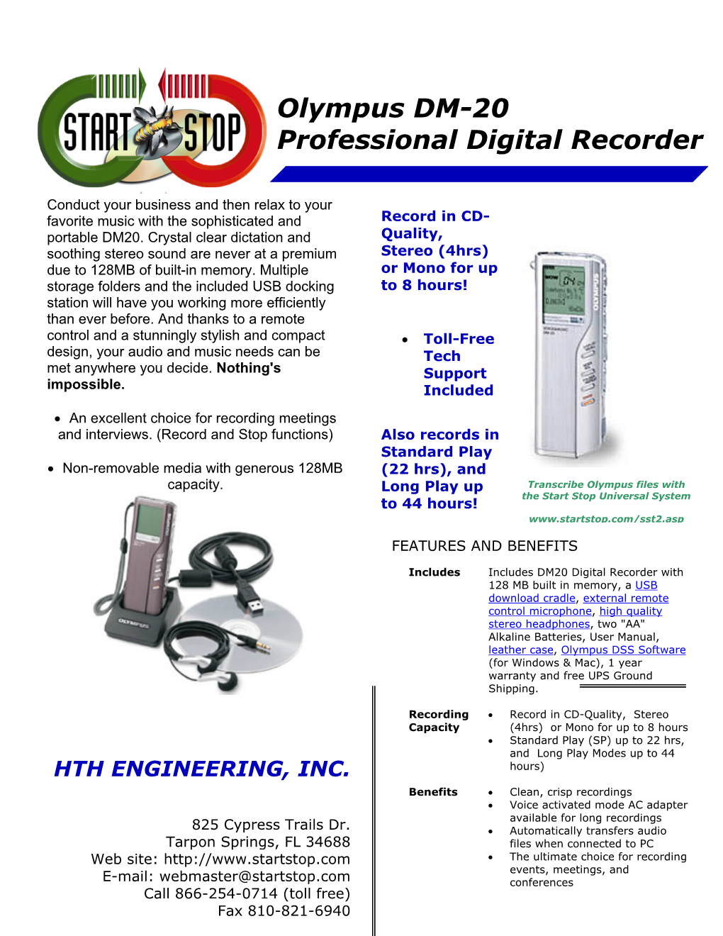 Olympus DM-20 Professional Digital Recorder