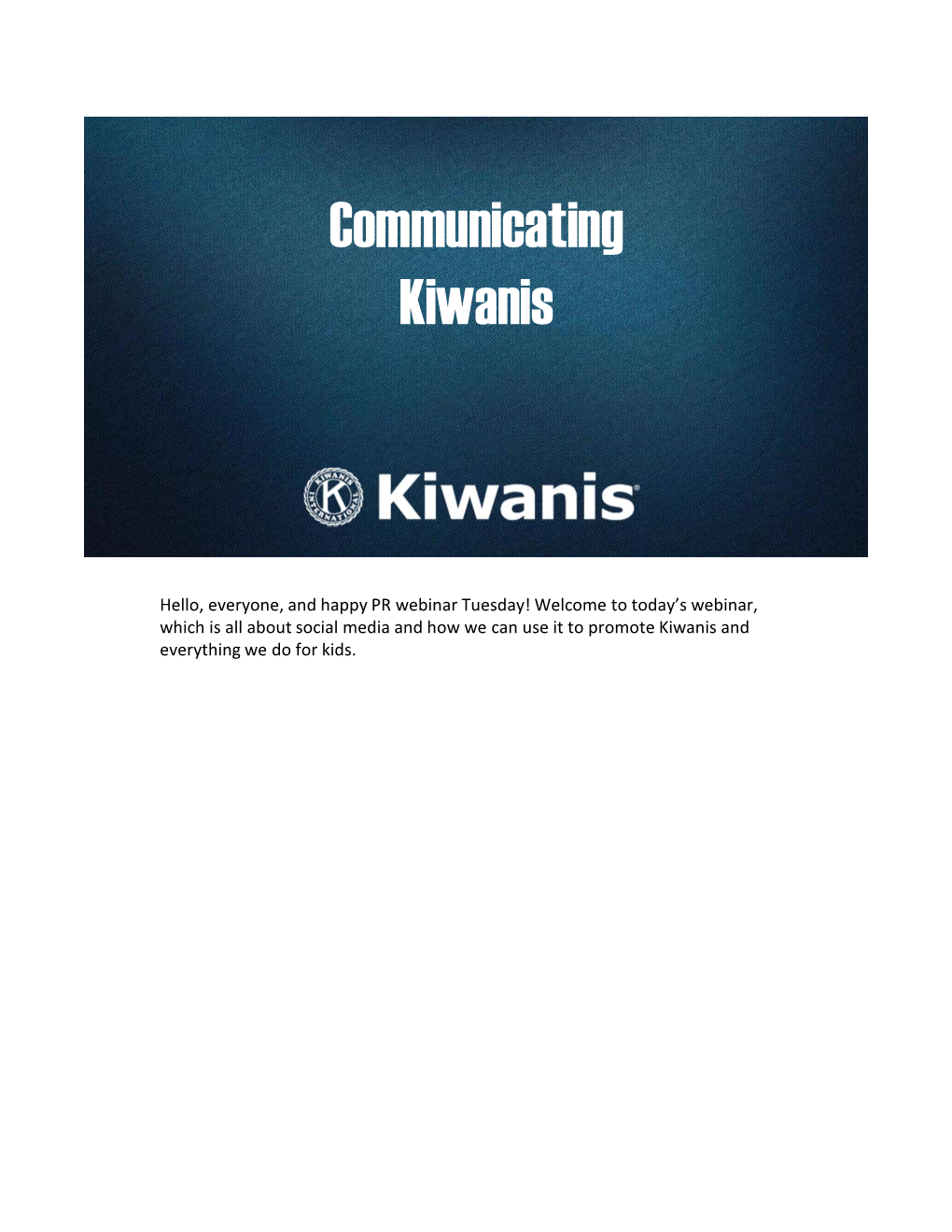 Communicating Kiwanis