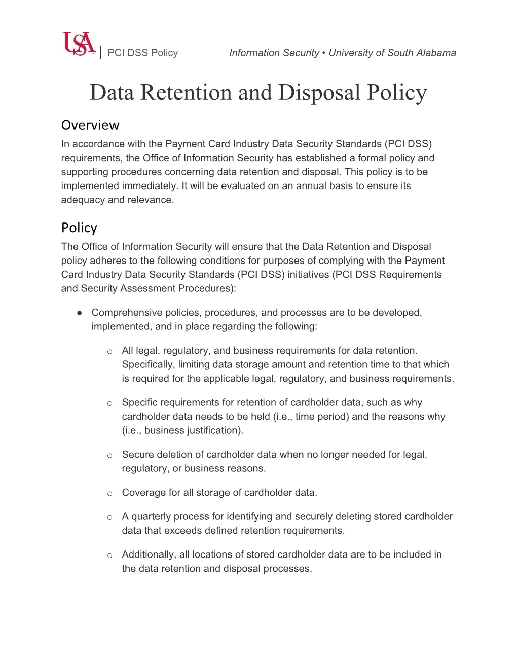 Data Retention and Disposal Policy