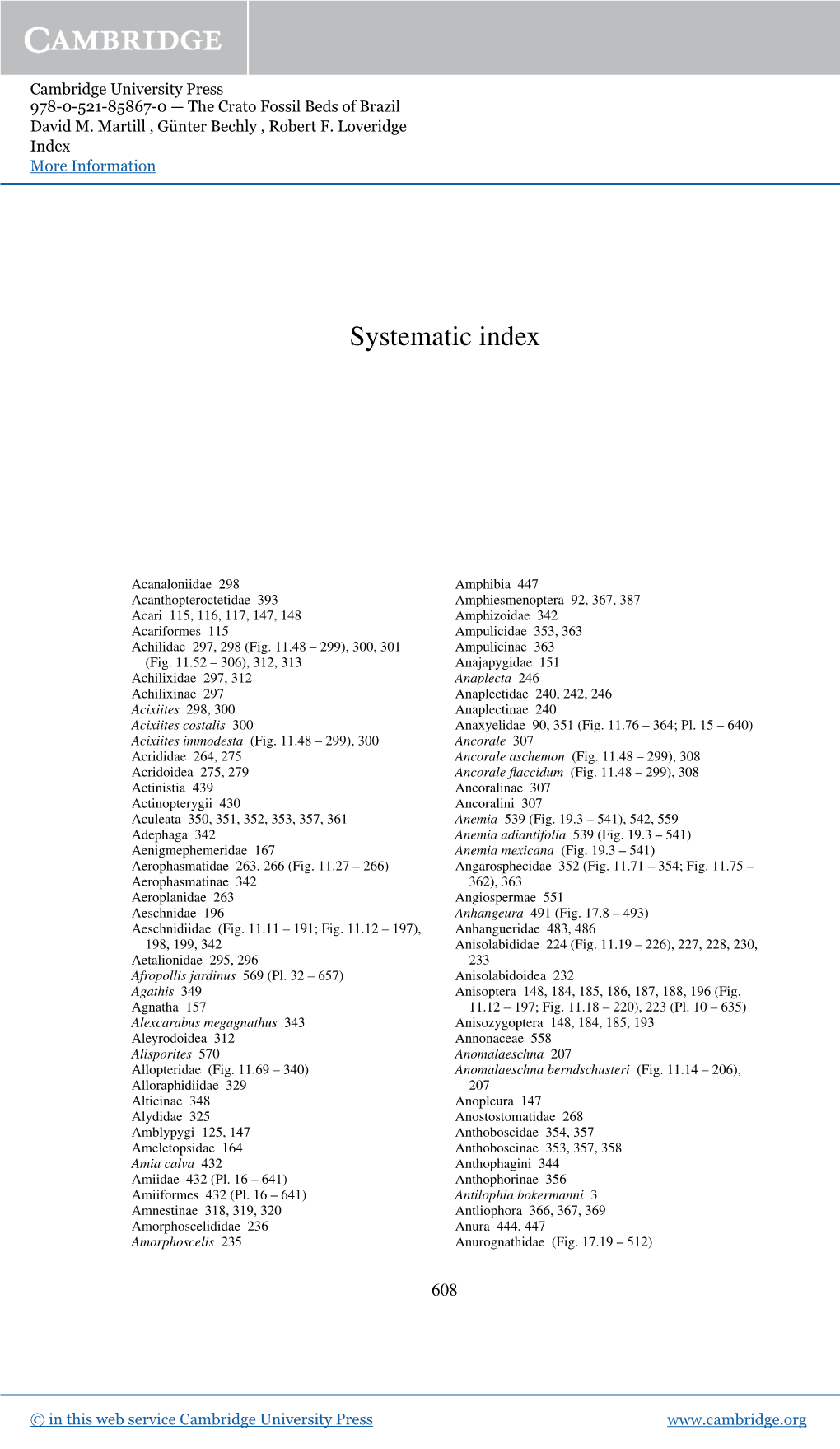 Systematic Index