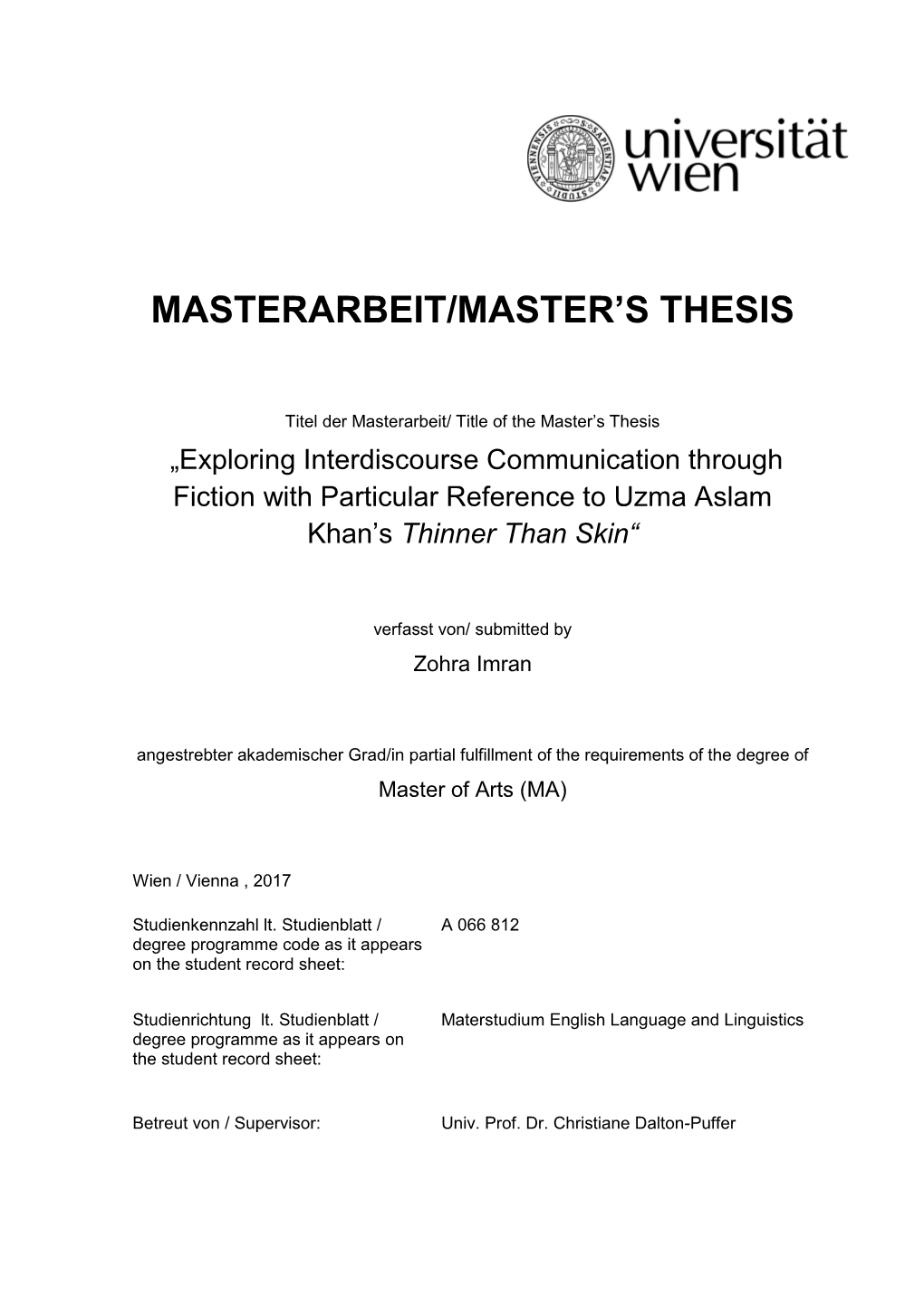 Masterarbeit/Master's Thesis