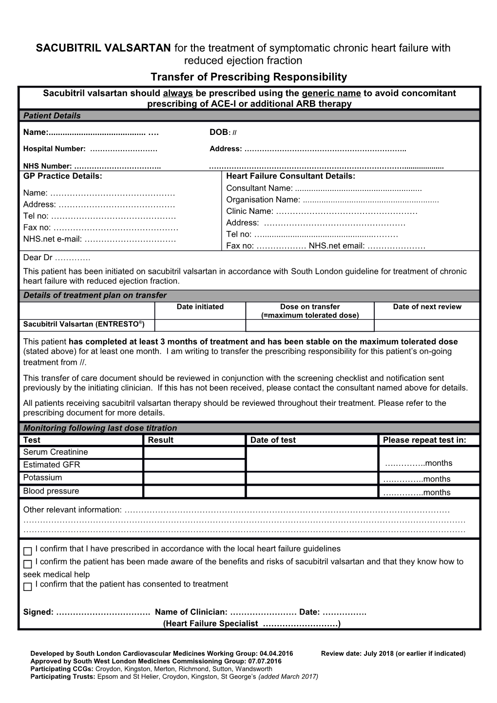 Transfer of Prescribing Responsibility