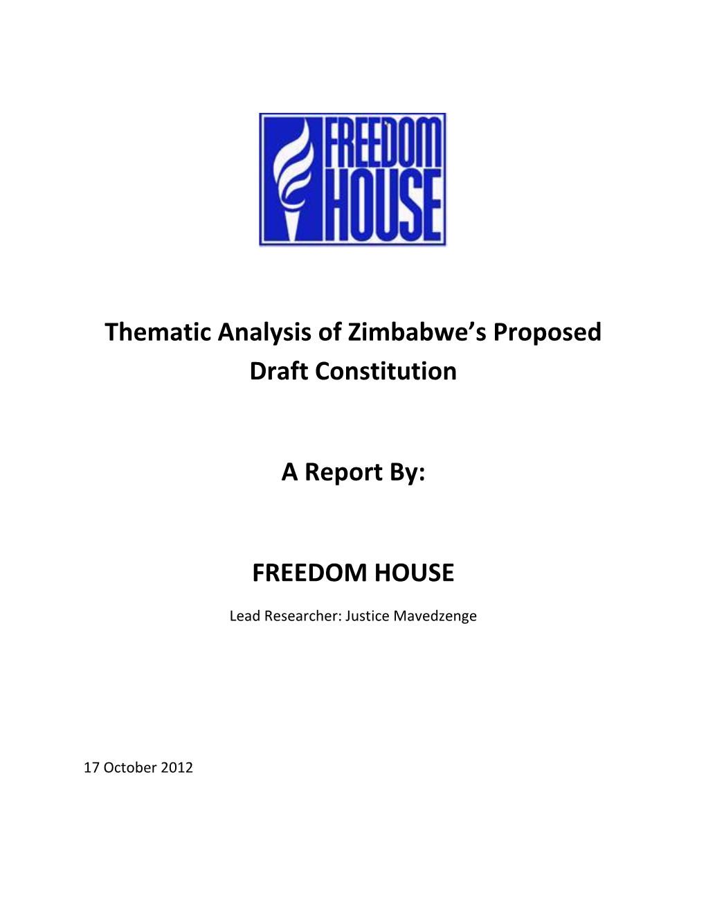 Thematic Analysis of Zimbabwe's Proposed Draft Constitution A