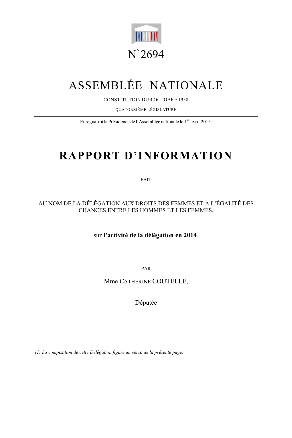 N° 2694 Assemblée Nationale