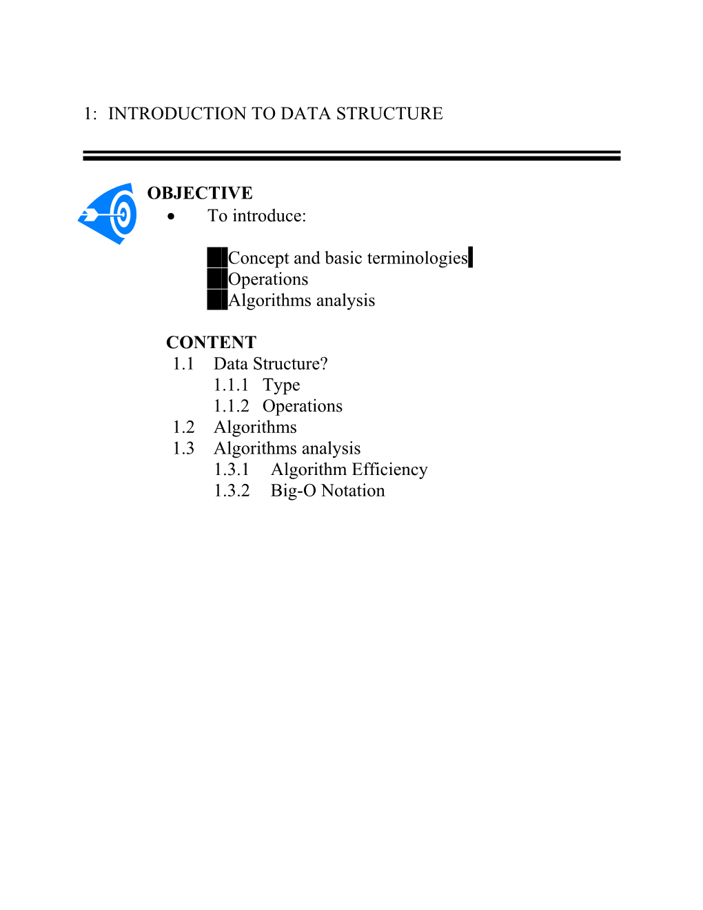 1: Introduction to Data Structure