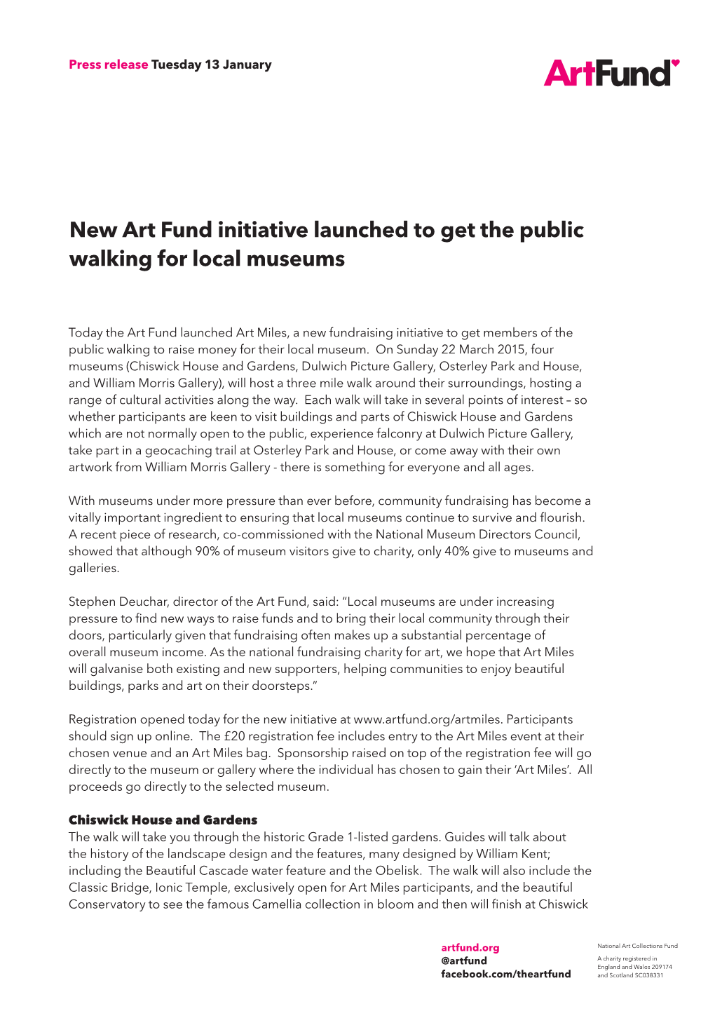 New Art Fund Initiative Launched to Get the Public Walking for Local Museums