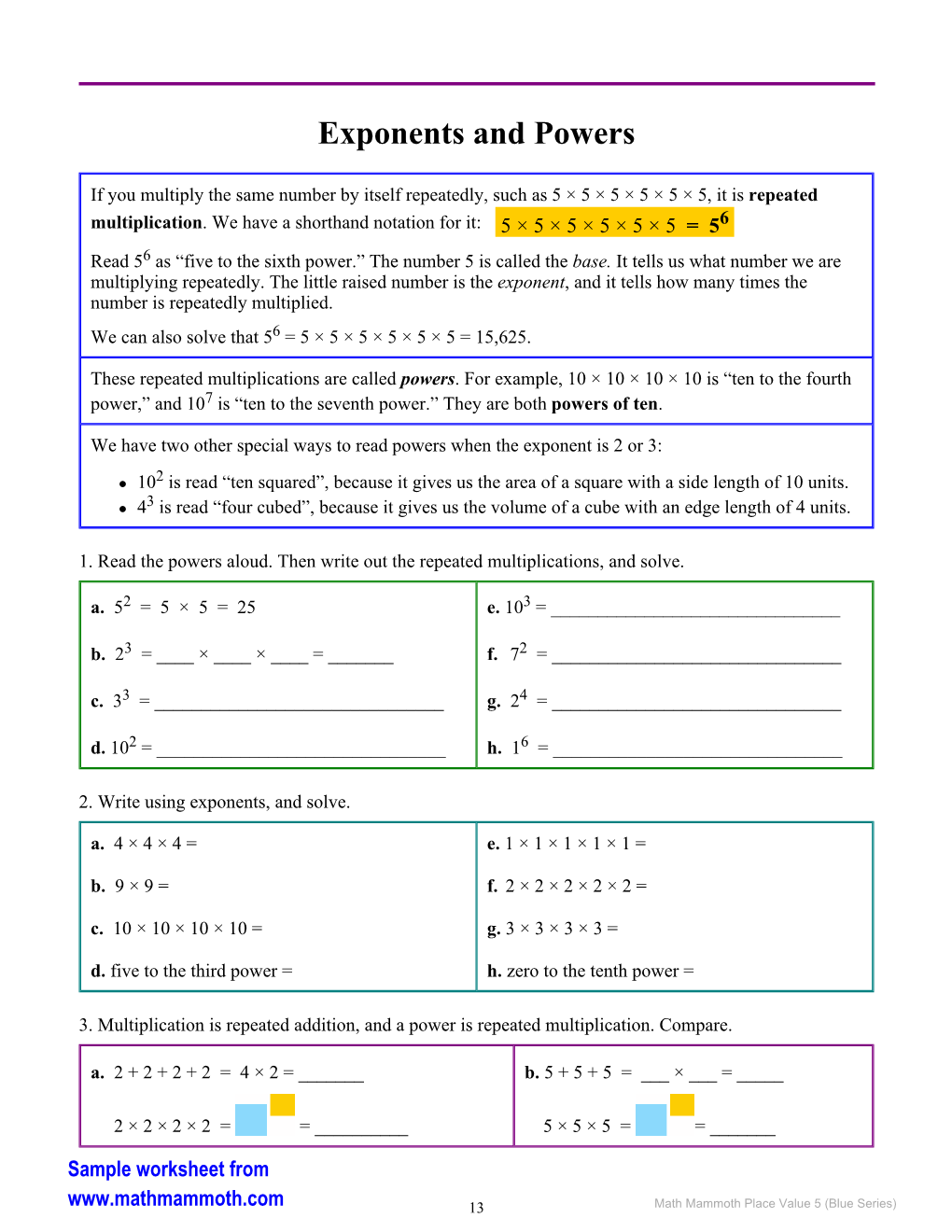 Exponents and Powers