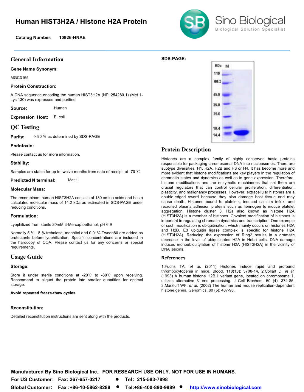 Human HIST3H2A / Histone H2A Protein