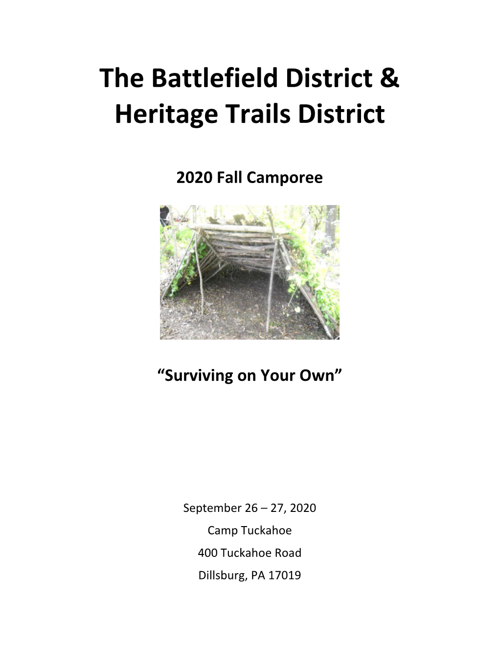 The Battlefield District & Heritage Trails District 2020 Fall Camporee