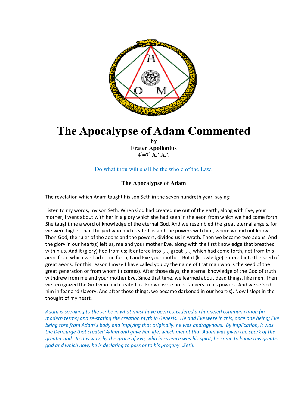 Epistle on the Apocalypse of Adam