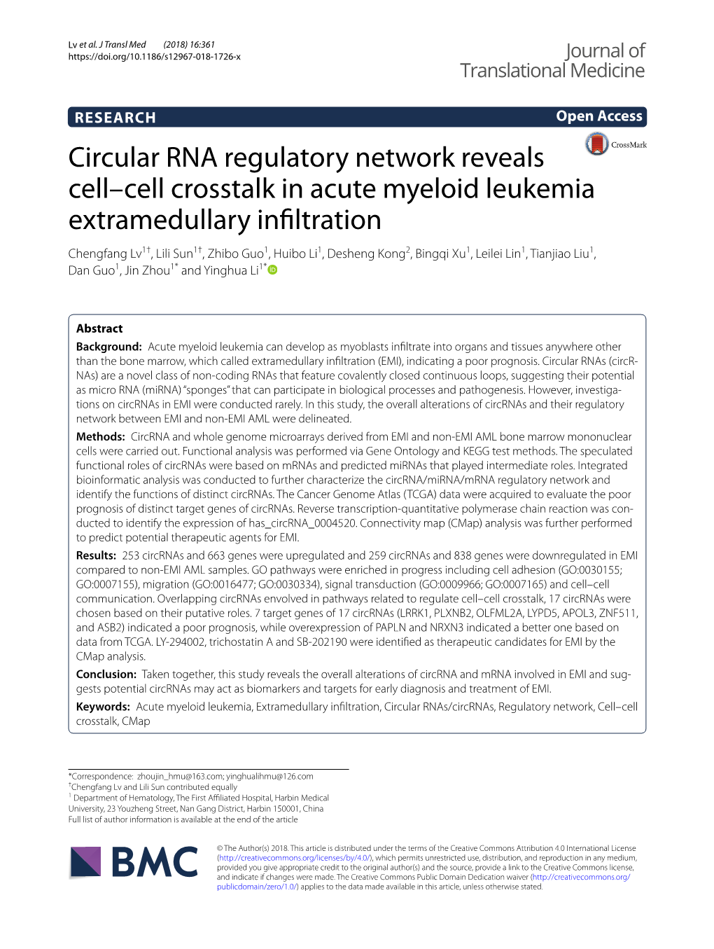 Circular RNA Regulatory Network Reveals Cell–Cell Crosstalk in Acute