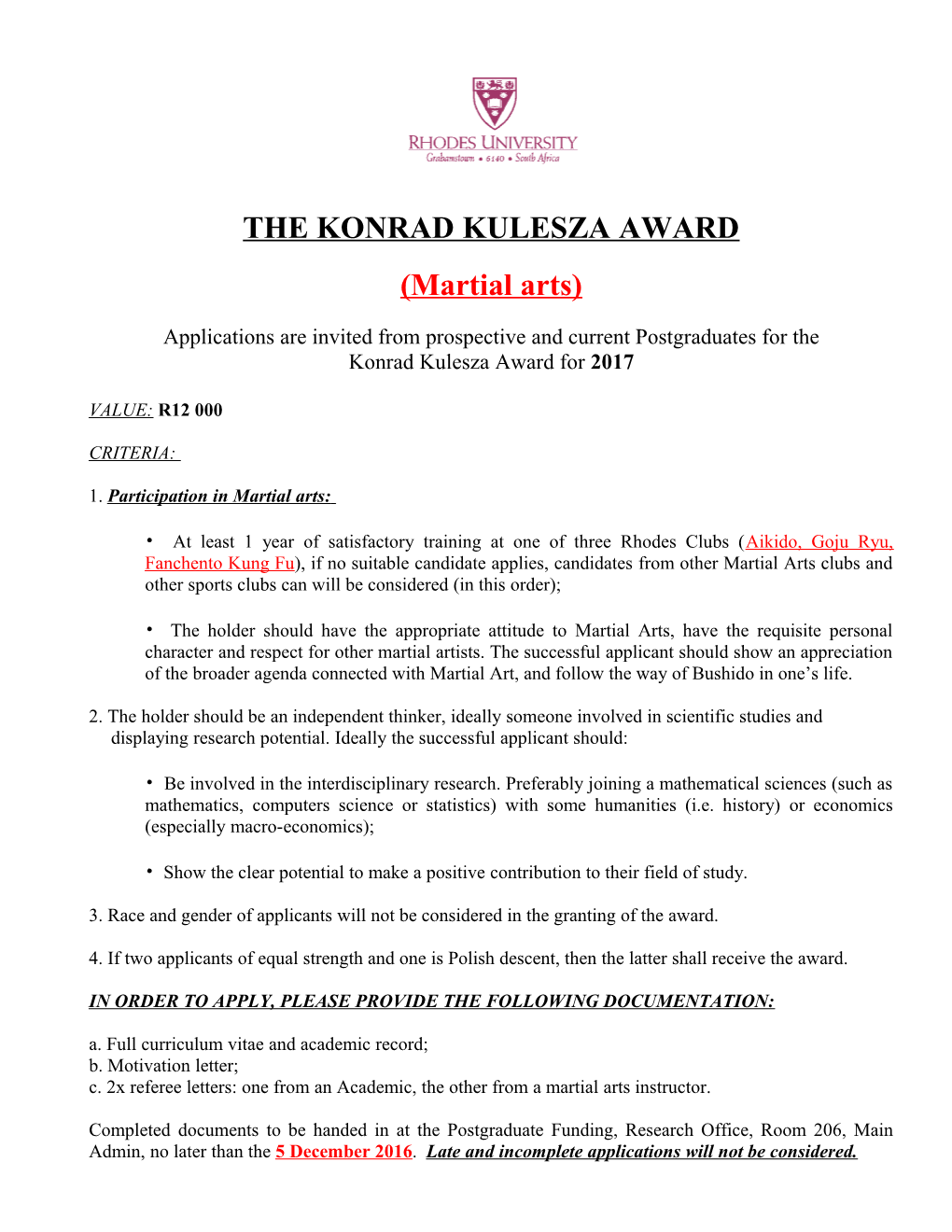 The Konrad Kulesza Award