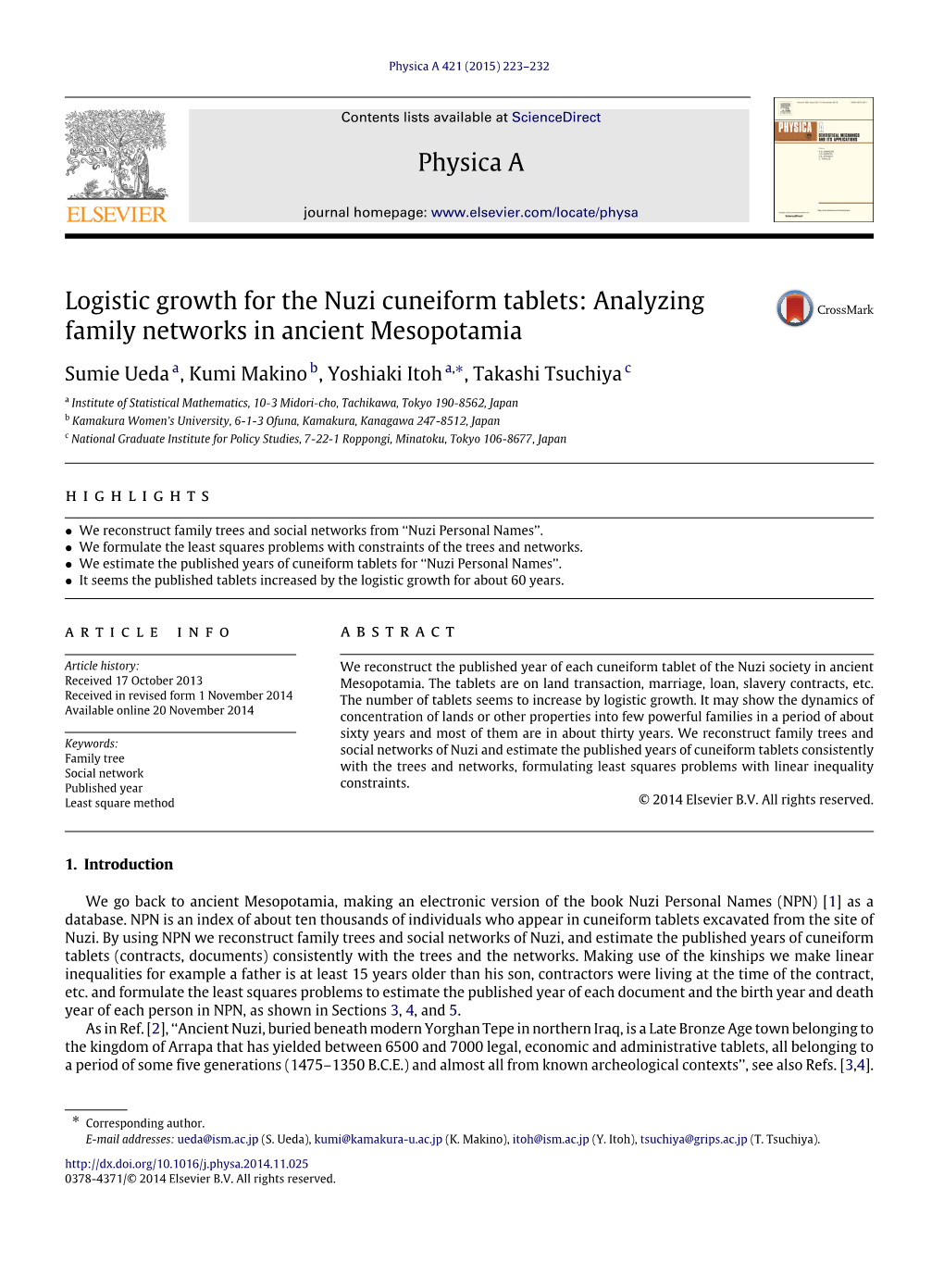 Logistic Growth for the Nuzi Cuneiform Tablets: Analyzing Family Networks in Ancient Mesopotamia