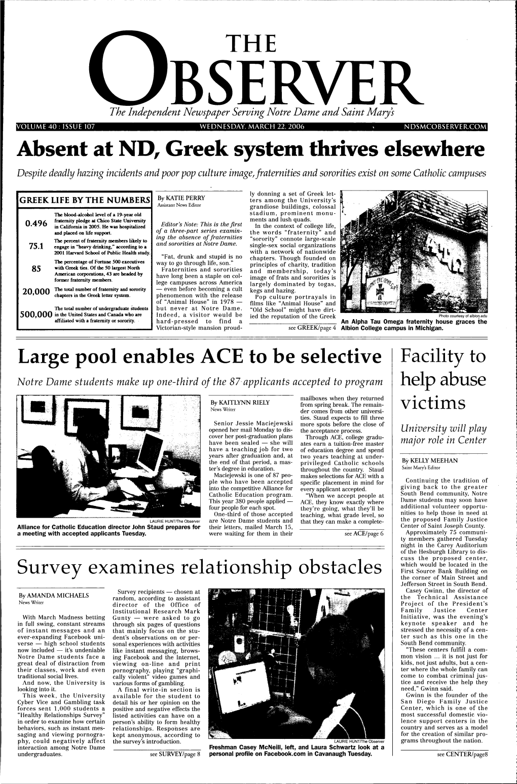 Absent at ND, Greek System Thrives Elsewhere Despite Deadly Hazing Incidents and Poor Pop Culture Image, Fraternities and Sororities Exist on Some Catholic Campuses