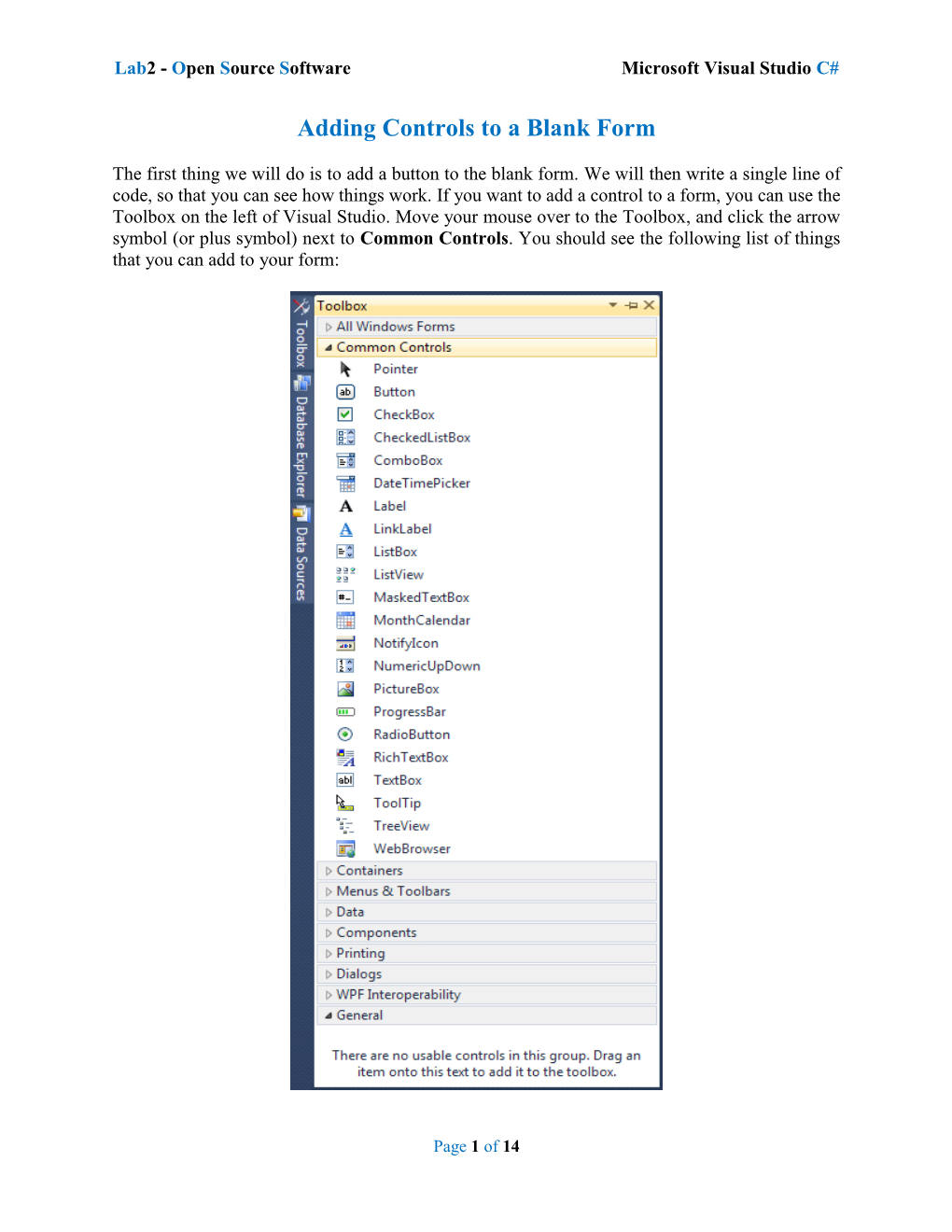 Adding Controls to a Blank Form