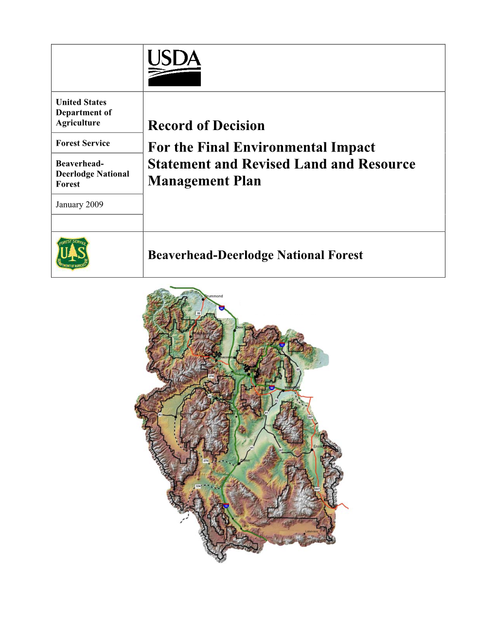 Record of Decision for the Final Environmental Impact Statement and Revised Land and Resource Management Plan (Revised Forest Plan)