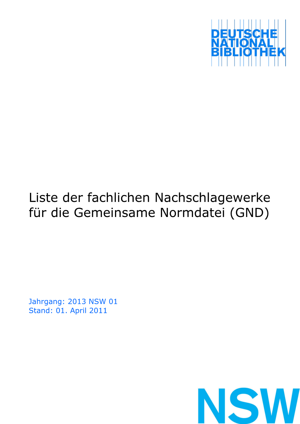 Liste Der Fachlichen Nachschlagewerke (GND)