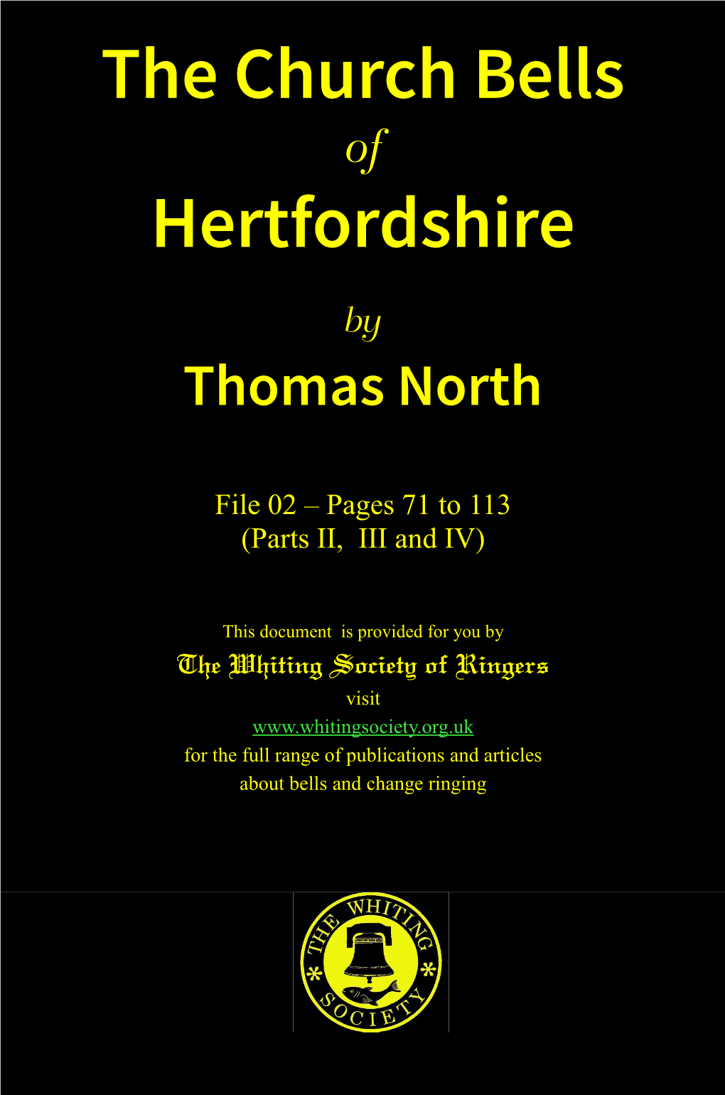 The Church Bells of Hertfordshire by Thomas North