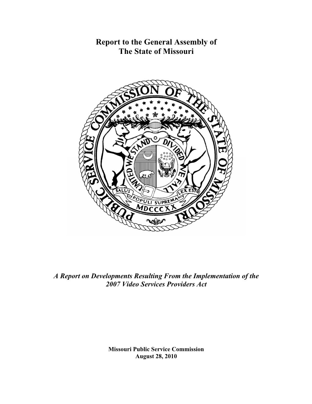 Report to the General Assembly of the State of Missouri