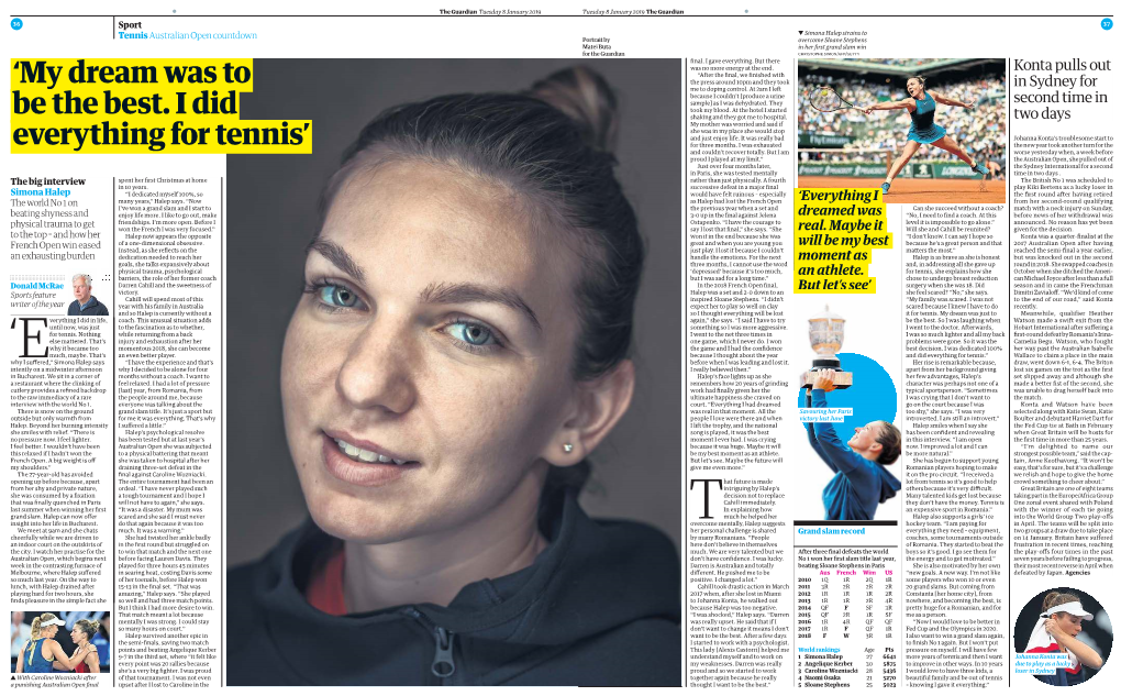 'My Dream Was to Be the Best. I Did Everything for Tennis'