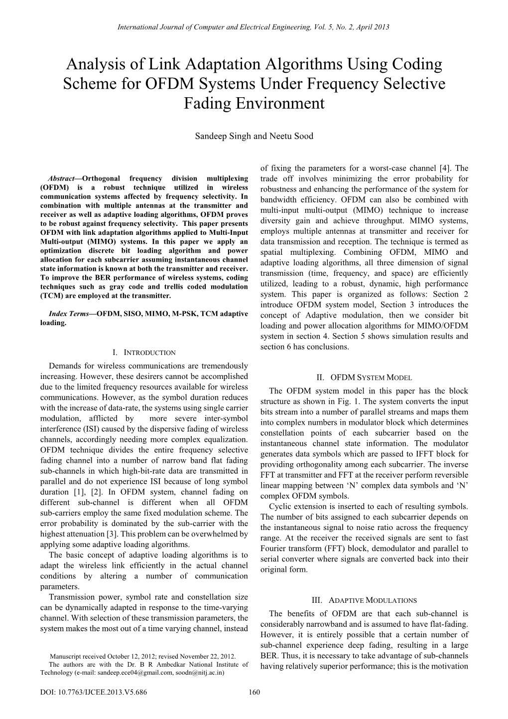 Analysis of Link Adaptation Algorithms Using Coding Scheme for OFDM Systems Under Frequency Selective Fading Environment