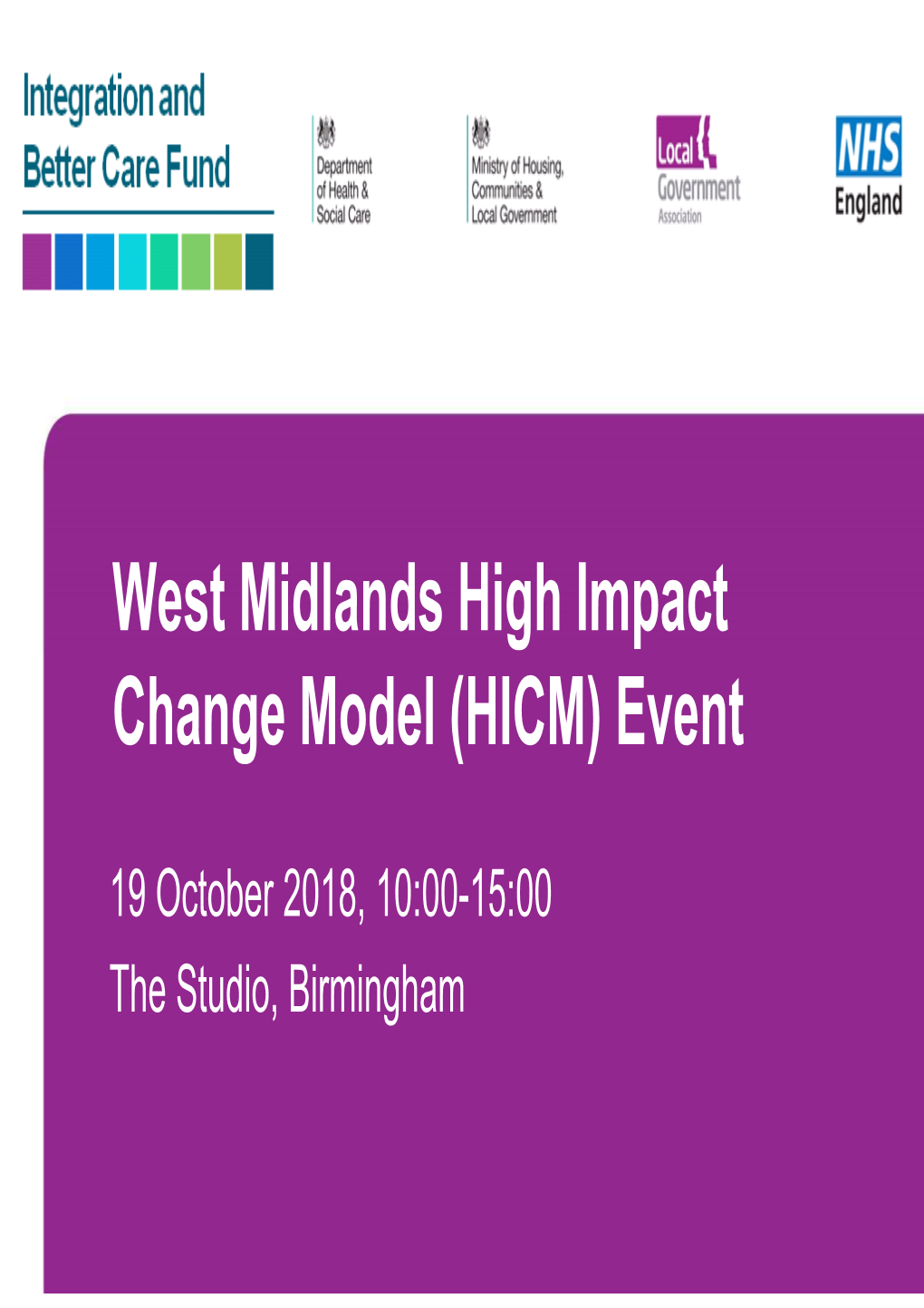 West Midlands High Impact Change Model (HICM) Event