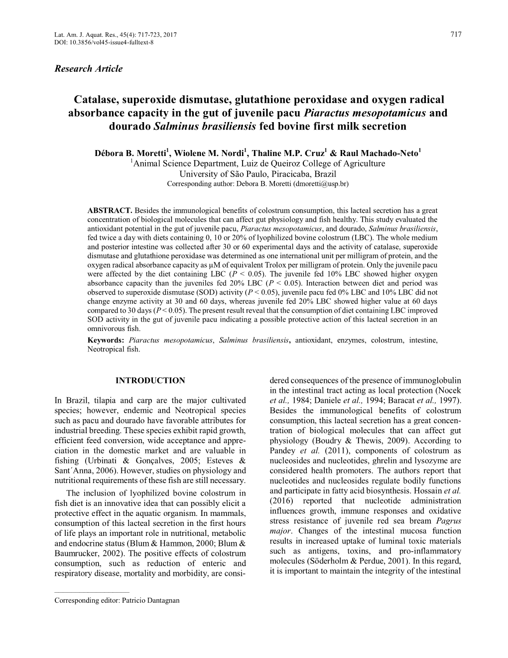 Catalase, Superoxide Dismutase, Glutathione Peroxidase and Oxygen