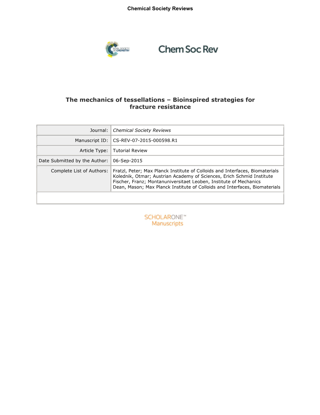 The Mechanics of Tessellations – Bioinspired Strategies for Fracture Resistance