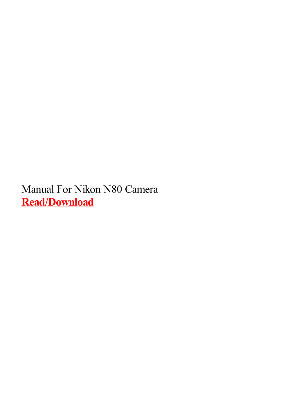 Manual for Nikon N80 Camera
