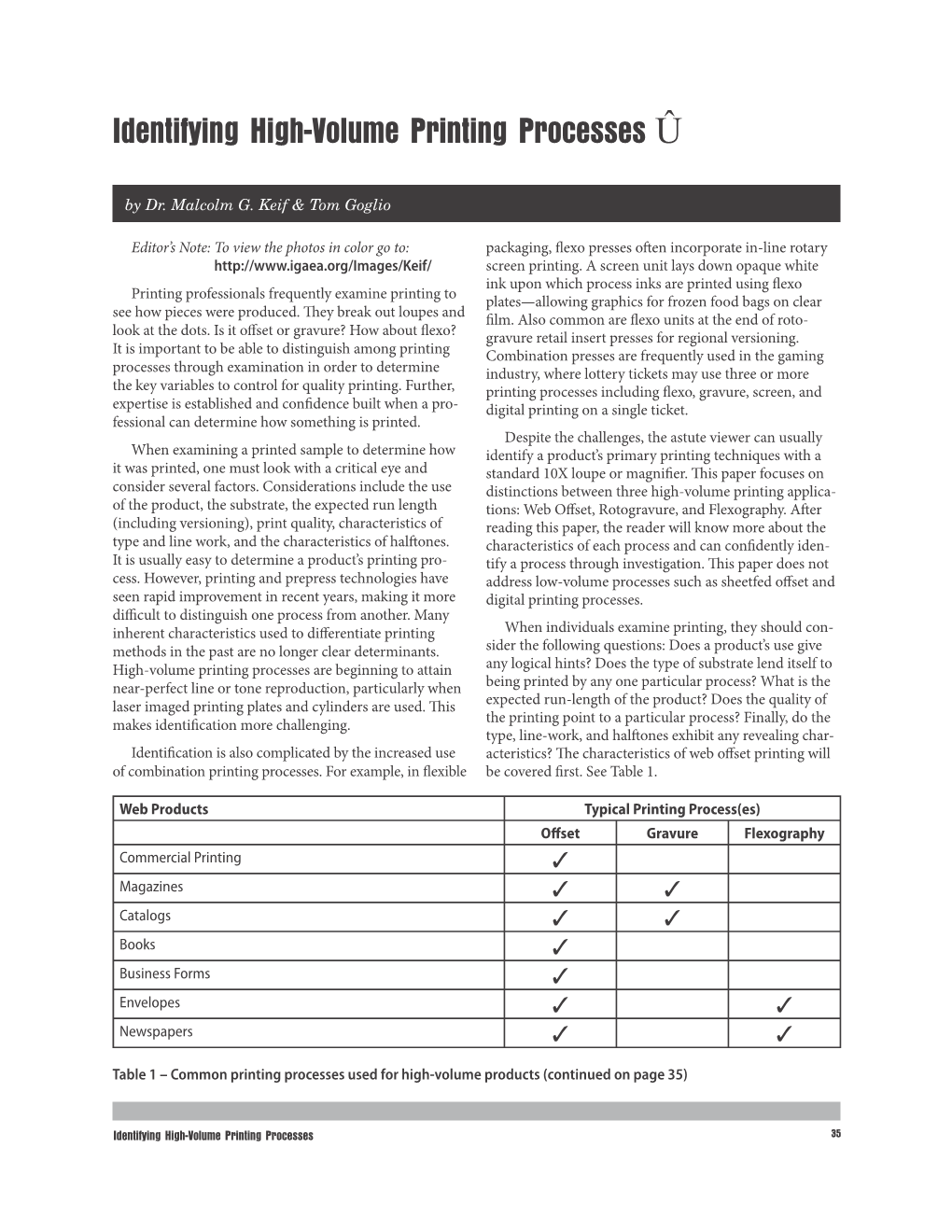 Identifying High-Volume Printing Processes Û