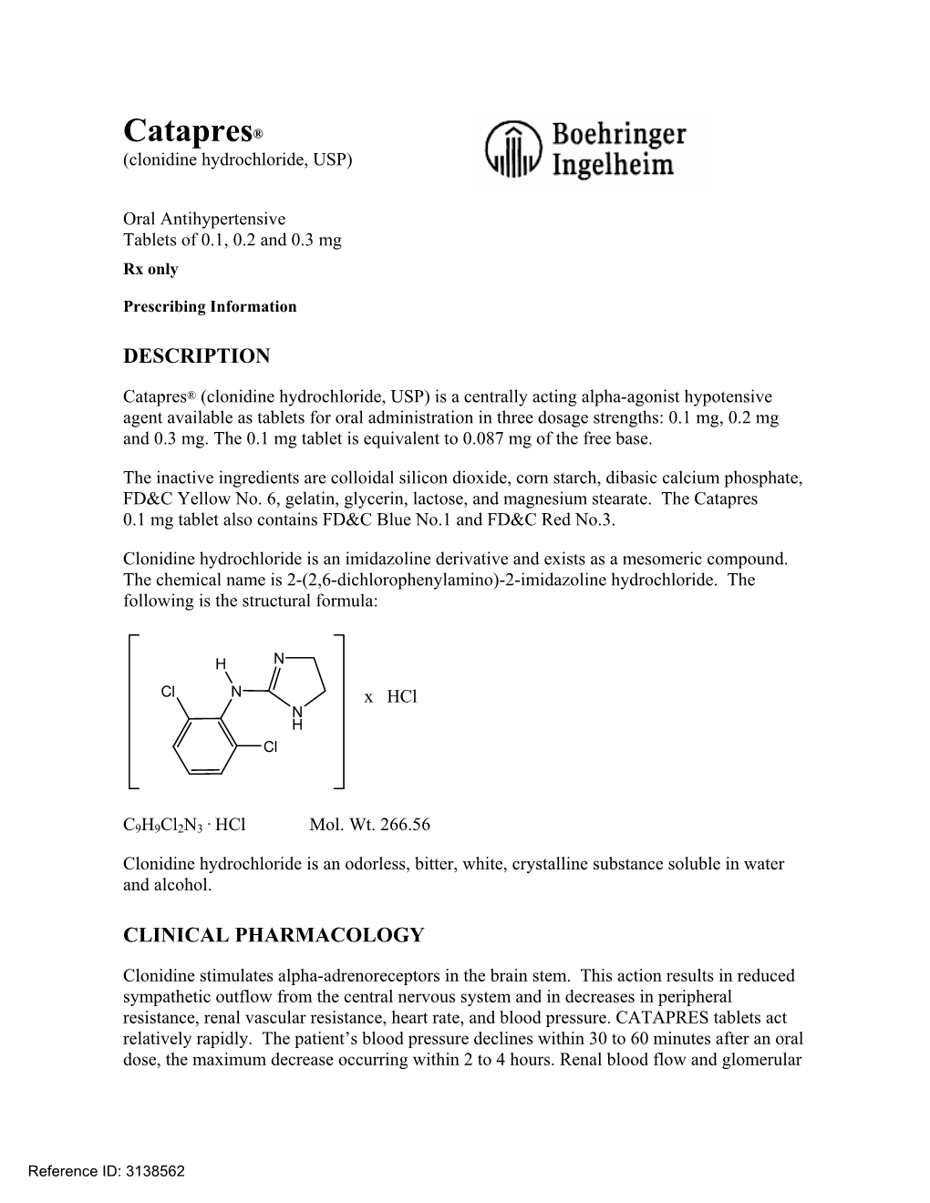 Catapres (Clonidine Hydrochloride)