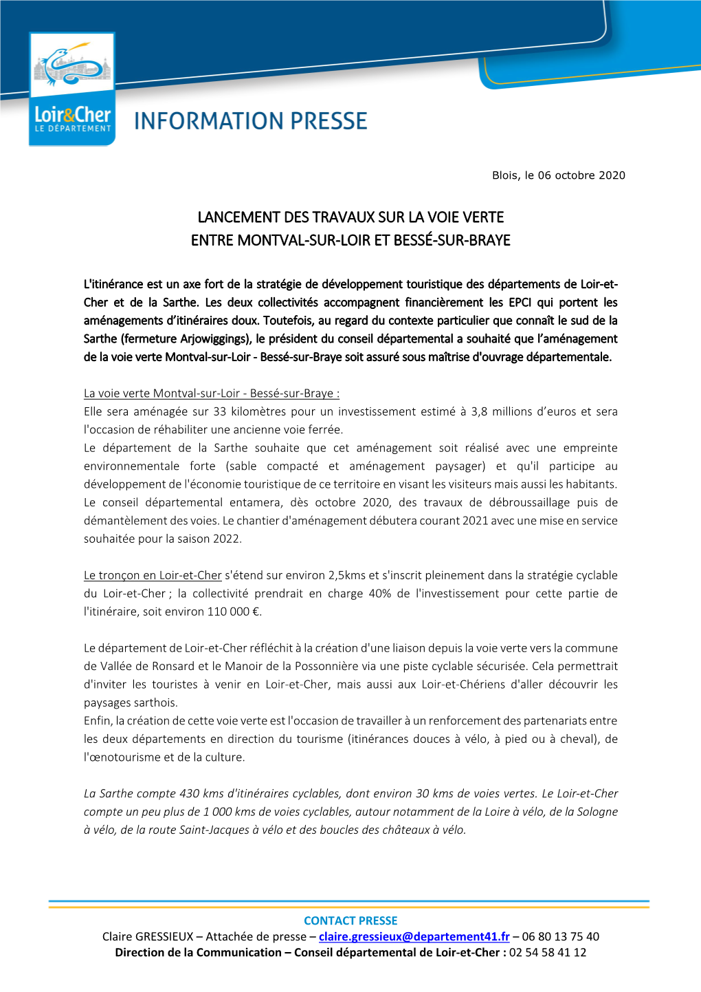 Lancement Des Travaux Sur La Voie Verte Entre Montval-Sur-Loir Et Bessé-Sur-Braye