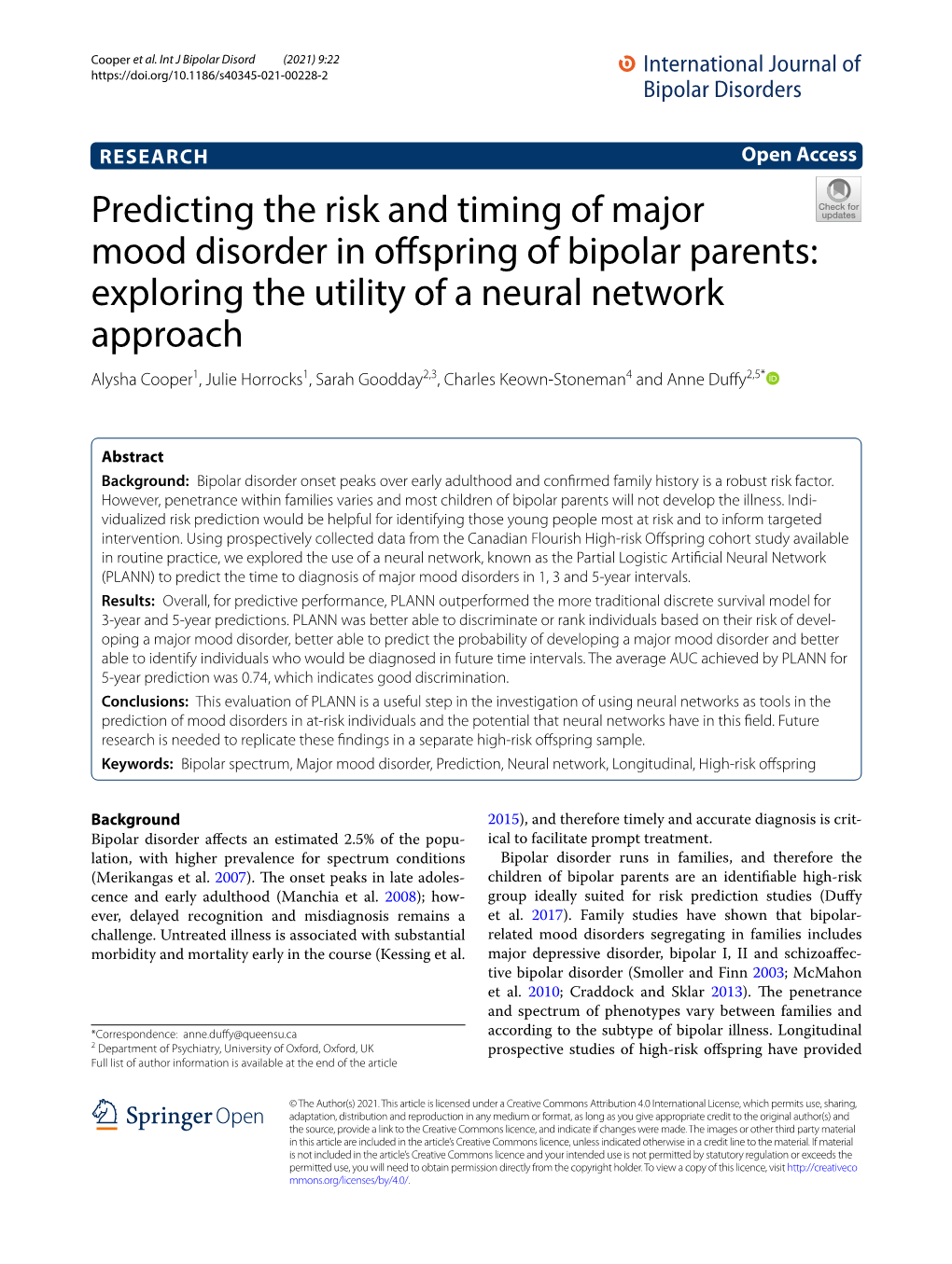 Predicting the Risk and Timing of Major Mood Disorder in Offspring Of