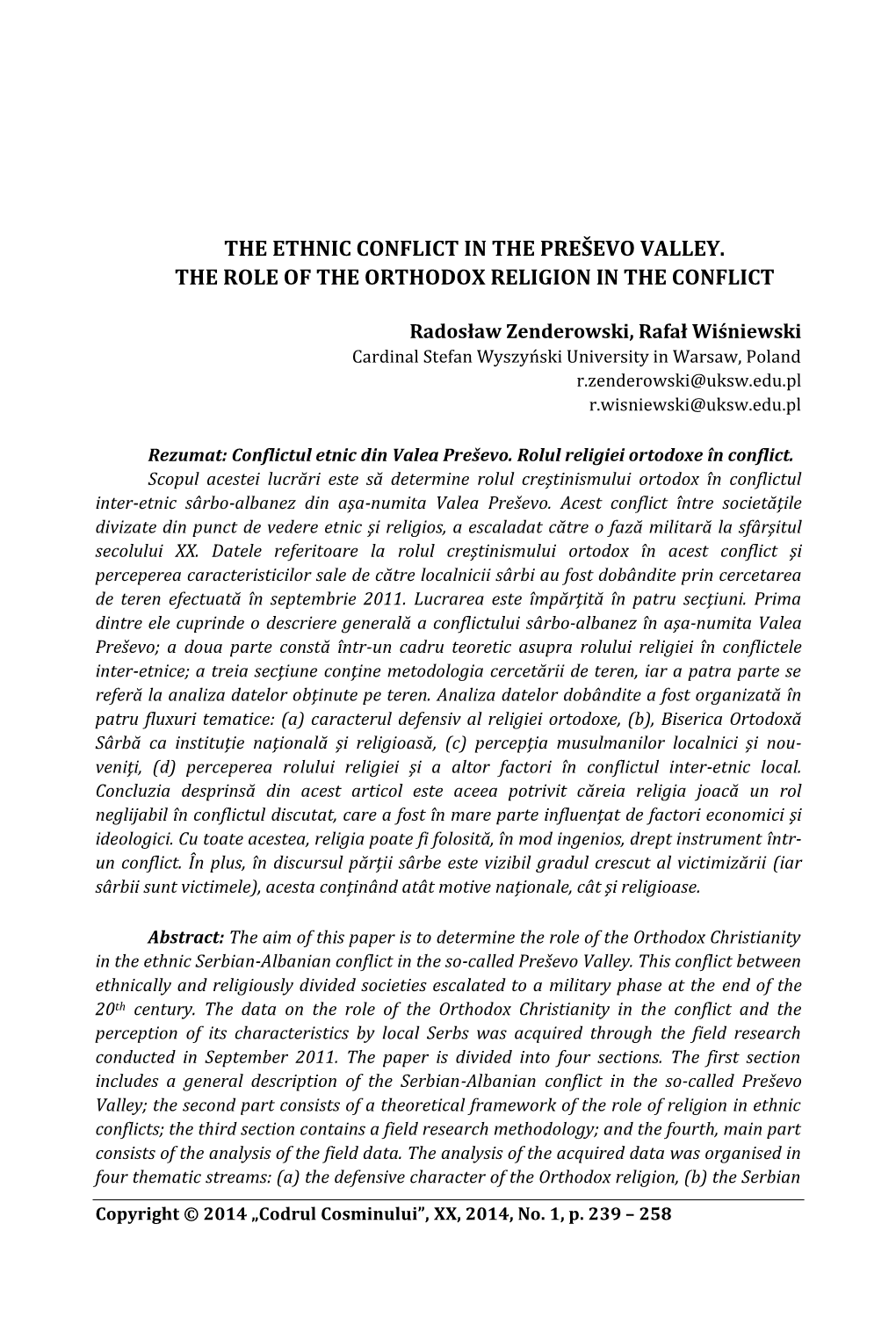 The Ethnic Conflict in the Preševo Valley
