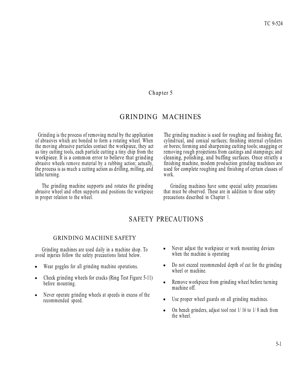 Grinding Machines Safety Precautions