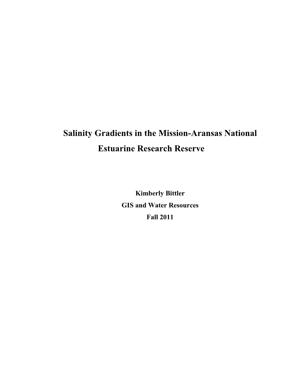 Salinity Gradients in the Mission-Aransas National Estuarine Research Reserve