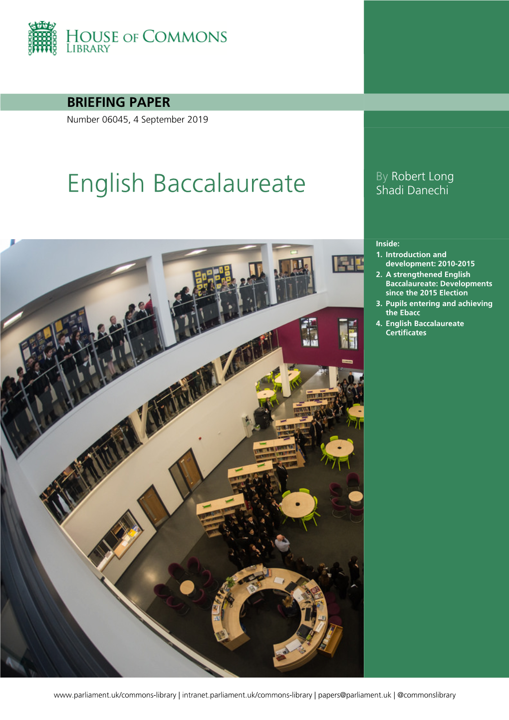 English Baccalaureate (Ebacc) Is a Performance Measure for Schools in England, First Applied in the 2010 School Performance Tables