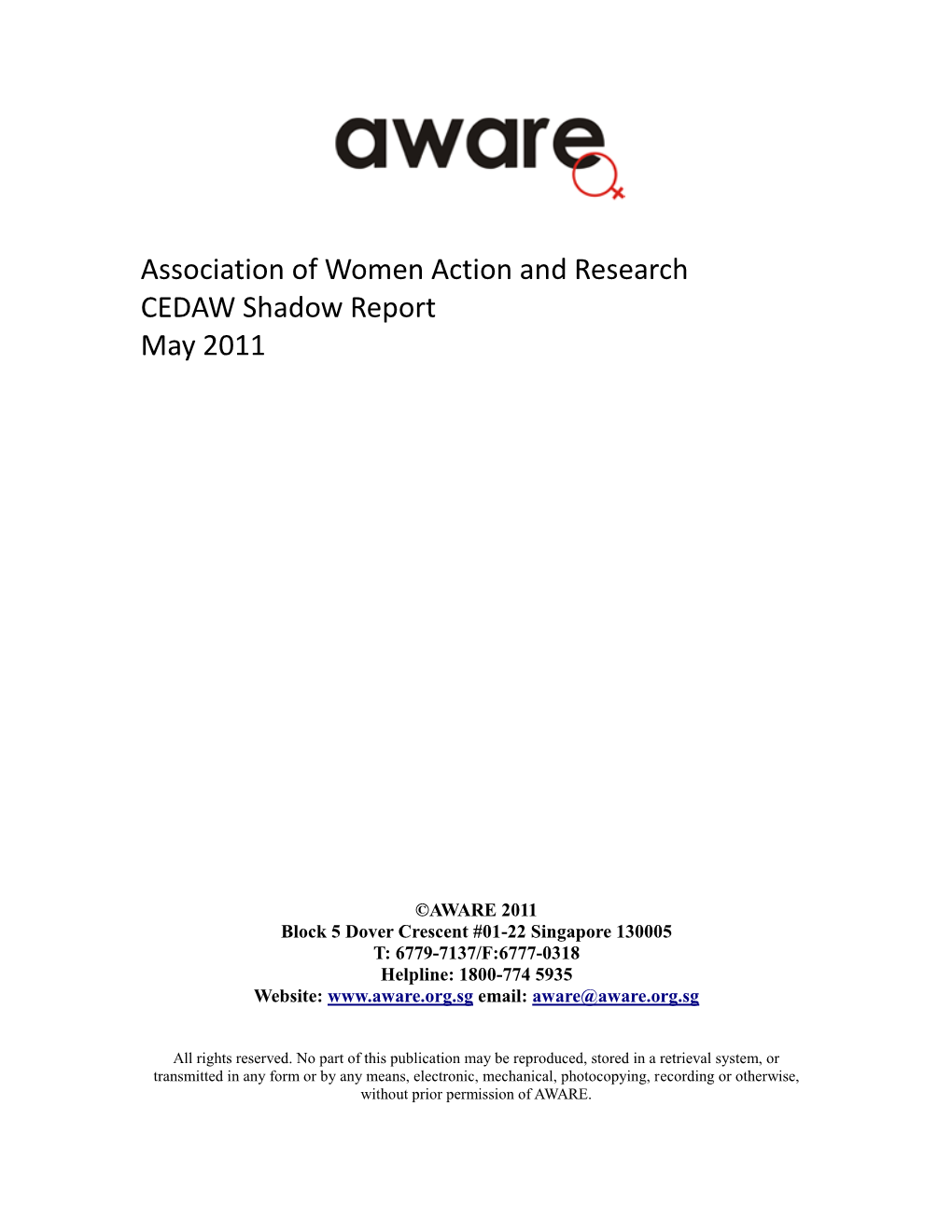 Association of Women Action and Research CEDAW Shadow Report May 2011