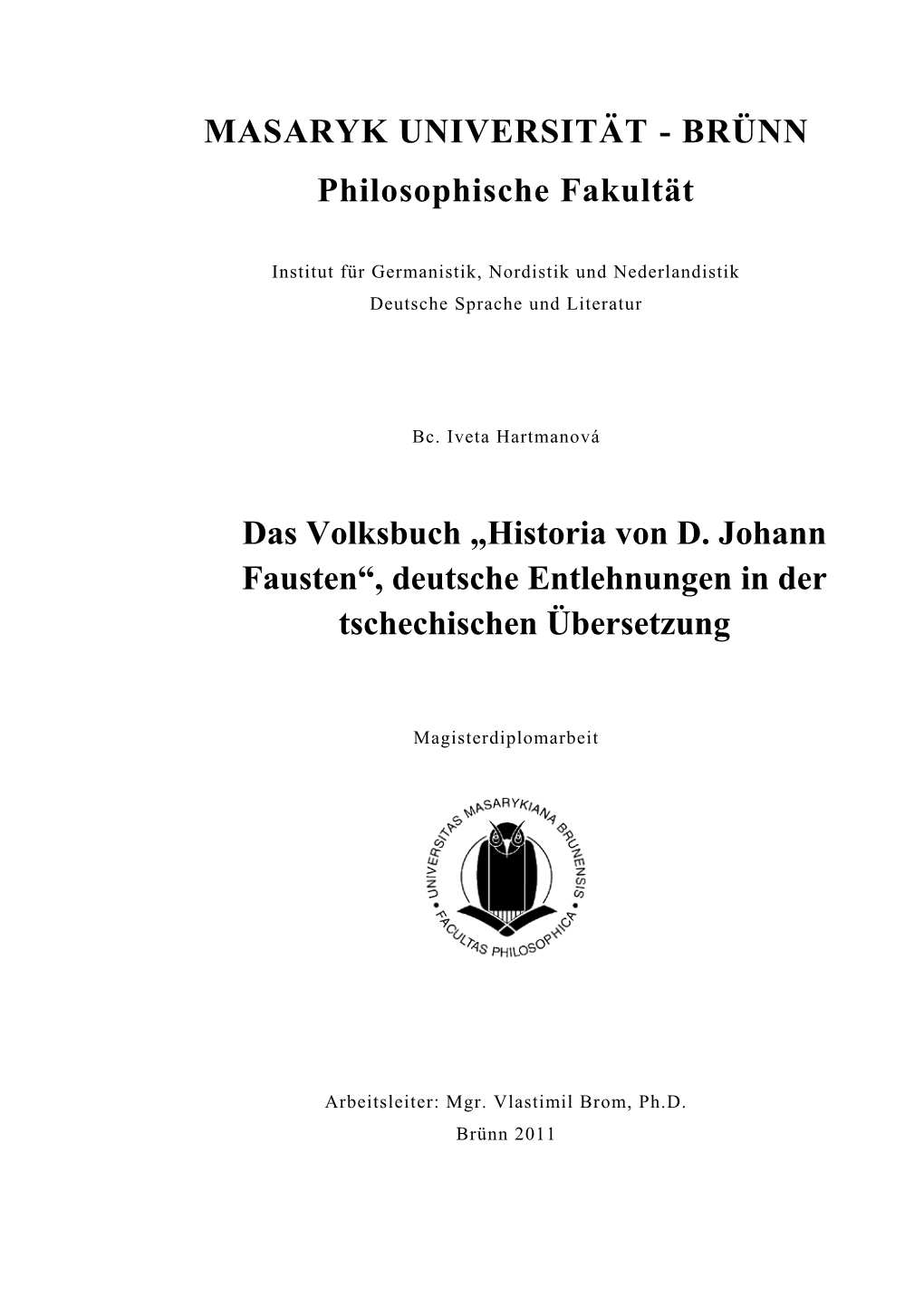 Historia Von D. Johann Fausten“, Deutsche Entlehnungen in Der Tschechischen Übersetzung