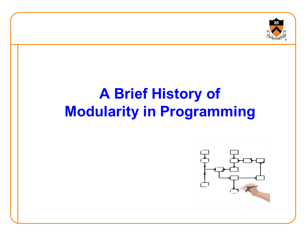 A Brief History of Modularity in Programming “Programming in the Large” Steps