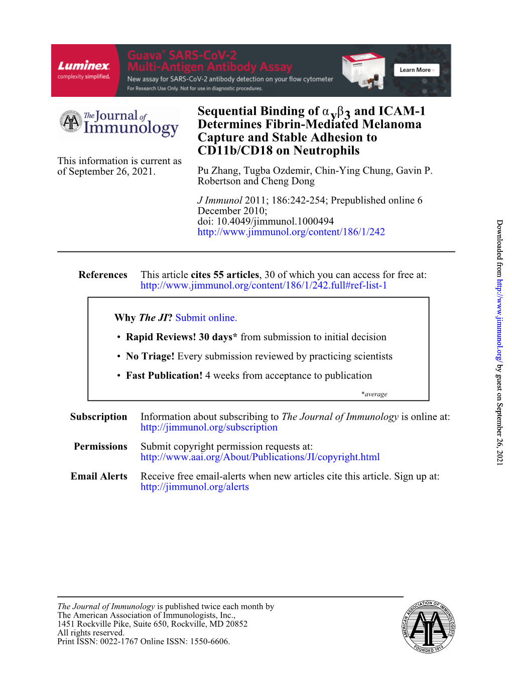 Cd11b/CD18 on Neutrophils Capture and Stable Adhesion to Determines