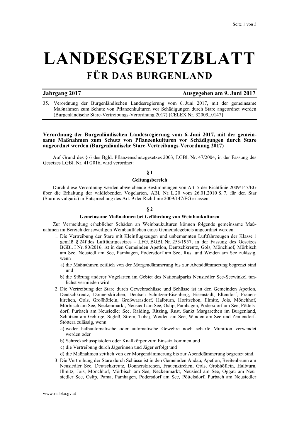 Landesgesetzblatt Für Das Burgenland