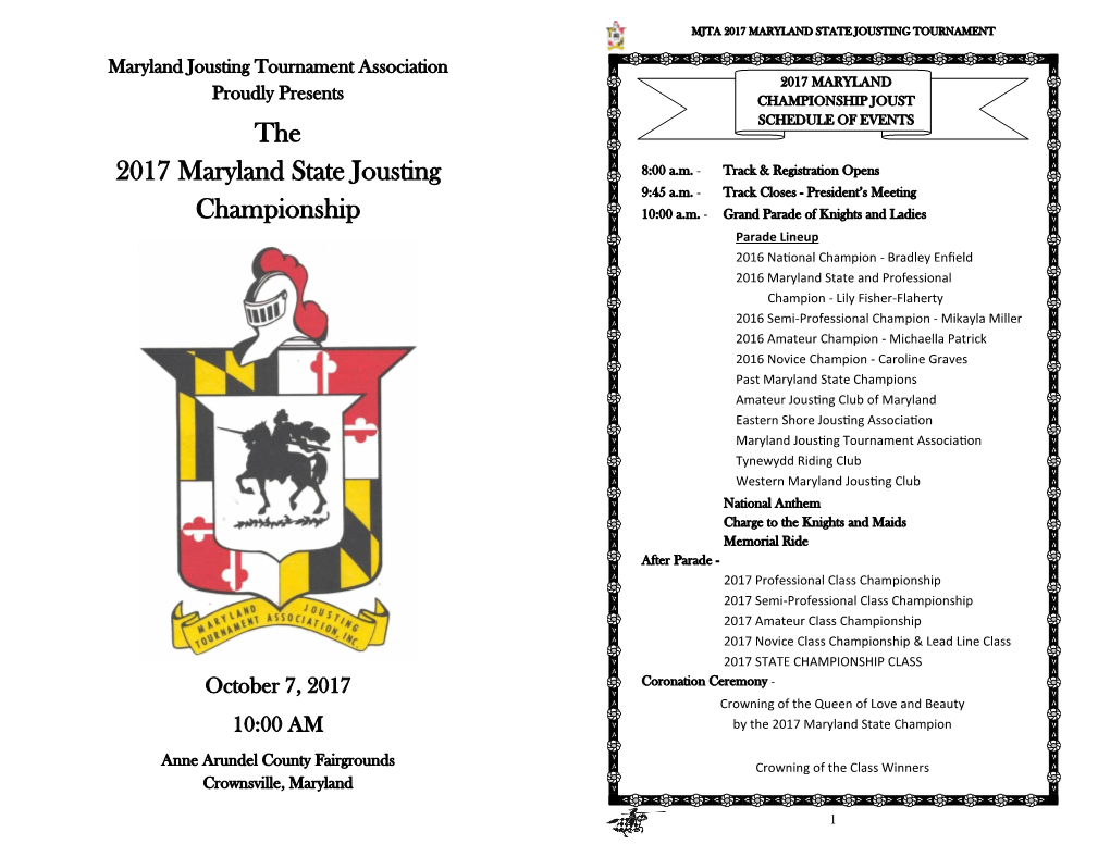 The 2017 Maryland State Jousting Championship